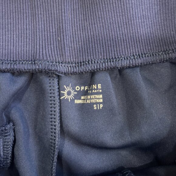 OFFLINE By Aerie Women’s ChillUp Track Trouser Navy Blue Small Wide Leg Cozy - Picture 3 of 9